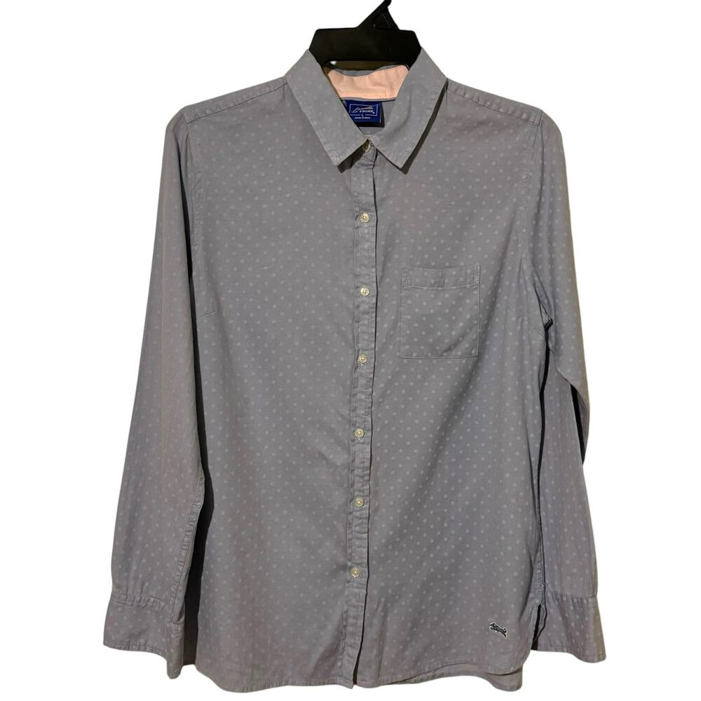 Vintage Le Tigre Size Large Blue and Green Polka Dot Button Up Blouse